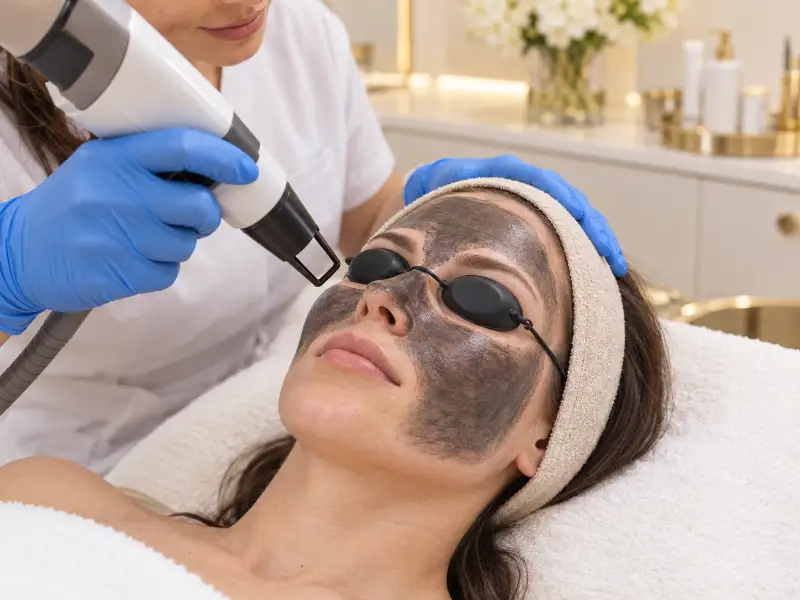 Laser carbon facial treatment